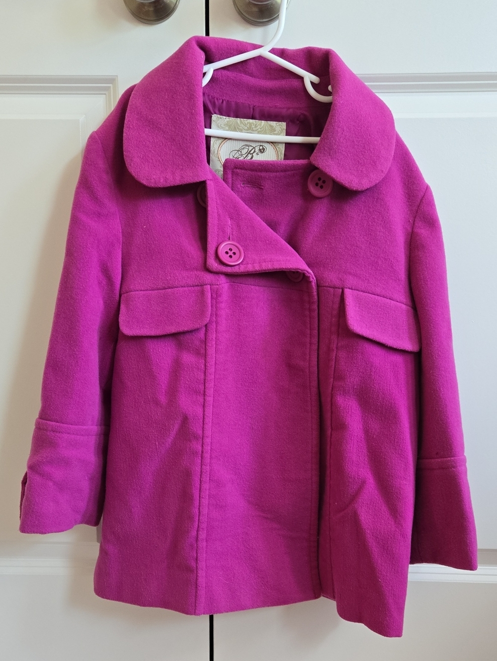 Closet Girls' Bright Fuchsia Pea Coat